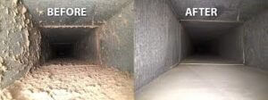 before and after images of duct work cleaning Belleville MI